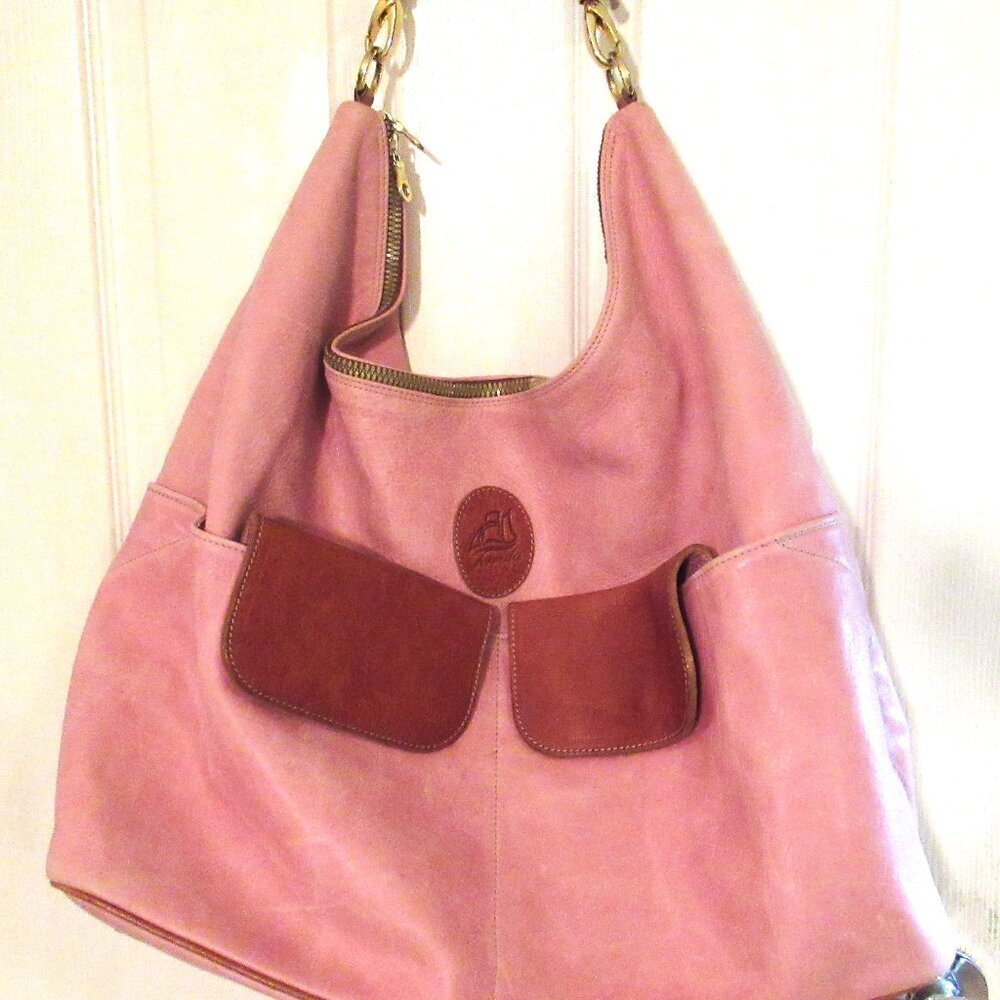 Terrida Tote Shopper Bag Colorful Bag XL Pink Leather